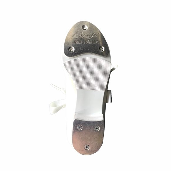 Capezio Jr. Tyette 625T Toddler White Tap 7.5 Wide Shoes Tie Bow Dance New - Picture 6 of 8